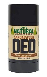 Sams Natural Deodorant Stick - Sandalwood Aluminum Free Vegan Cruelty Free 3 Oz