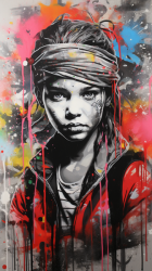 Canvas Wall Art - Banksy Girl Abstract - HD0171