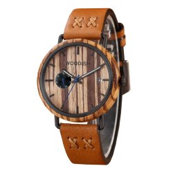 Genuine Leather Wooden Zebrawood Watch For Men T01-3