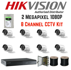 Hikvision 1080P 8 Channel Turbo HD Cctv Kit + 2TB Hard Drive
