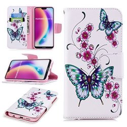 Huawei P20 Lite Case Lwaisy Card cash Slots Flip Folio Kickstand Pu Leather Wallet Phone Case With Magnetic Closure Cover For Huawei P20 Lite Peach