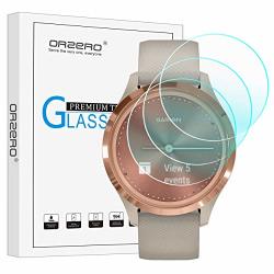 3 Pack Orzero Compatible For Garmin Vivomove 3S Smartwatch Tempered Glass Screen Protector 2.5D Arc Edges 9 Hardness HD Anti-scratch Bubble-free Lifetime Replacement