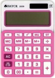 : 12 Digit Desktop Calculator - Pink Small