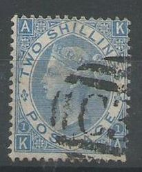 Great Britain Used Abroad 1867 2s Dull Blue With C3 South America Cancel Very Fine Used