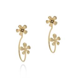 Two Part Blossom Earrings - 18KT Yellow Gold Vermeil