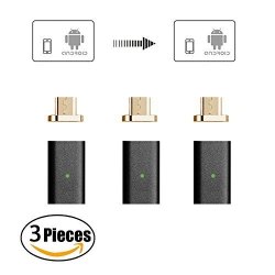Netdot 3 Pack 3RD Generation Micro USB To Magnetic Micro USB Adapter For Android Devie Micro USB ADAPTER 3 Pack Black
