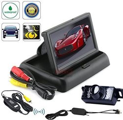 Bw 4.3" Tft Lcd Foldable Car Dashboard Rear View Car Monitor+ Wireless Waterproof Backup Camera