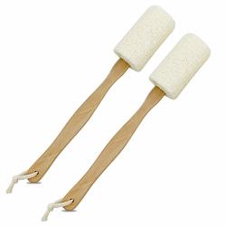 Loofah Back Scrubber For Shower Shellvcase Loofah On A Stick With Natural Loofah Sponge Exfoliating Body Sponge Scrubber With Long Wooden Handle Back Brush