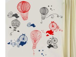Vintage Retro Balloons Bycycles Kids Toddlers Baby Sticker Wall Decal Multi Colour