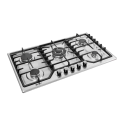 Zero Appliances 5 Burner Stainless Steel Top Gas Hob With Battery Ignition And Gas Kit