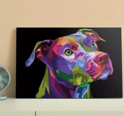 Multicolor Modern Pitbull Dog Canvas Pictures