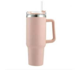 Ine 1.2L Tumbler With Handle Straw Lid Stainless Steel Travel Mug Pink