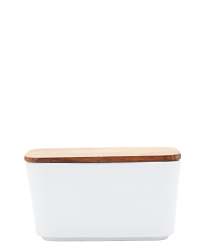 Butter Dish With Acacia Lid - White