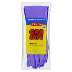 Rubber Gloves Med 2 Pack