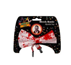 Bloody Bowtie - Halloween Decorations - Adjustable Strap - White - 5 Pack