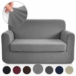 Rhf 2 Separate Pieces Loveseat Cover Slipcovers For Couches And Loveseats With Separate Cushion Cover Jacquard High Stretch Loveseat Slipcover&couch Cover For Dogs Loveseat: Light