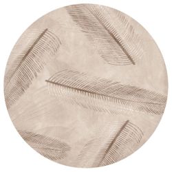 Beige Feather Pattern Round Tablecloth