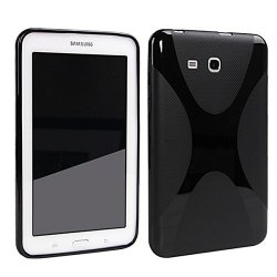 Feicuan X-line Wave Soft Gel Cover Case Skin For Samsung Tab E 8.0 Inch T377A T377V T377P -black