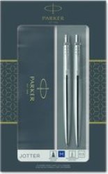 Jotter Ballpoint Pen & Pencil Set - Stainless Steel Chrome Trim