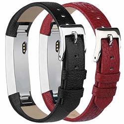 Tobfit Leather Bands Compatible With For Fitbit Alta Bands And Fitbit Alta Hr Bands 2 Pack Black Red