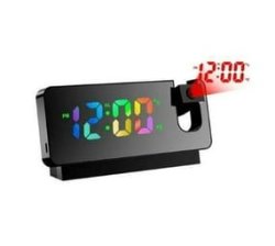 180 Degrees Rotation USB Electronic LED Digital Projection Alarm Clock Black