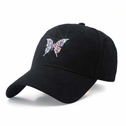 Crystal Gigiana Bling Hat Adjustable - Rhinestones Baseball Cap Black Great Summer Cap For Women And Kids Travel