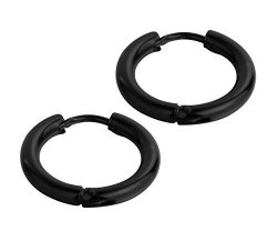 2-6PCS 3 Colors Stainless Steel Small Round Tube Endless Hoop Earrings Hypoallergenic For Cartilage Nose Ears Tragus Piercing Body Jewelry 10-16MM 1 Pair Black
