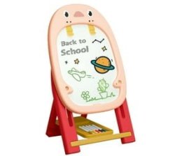 Kids Art Easel - Drawing Easel With Magnetic Dry Erase Board-red
