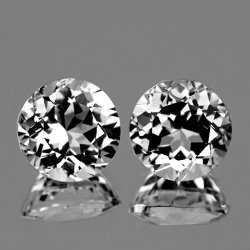 Diamond Alternative 1.70ct 2 Pieces 6.00 Mm Round Cut Sparkling White Topaz Lot - 100% Natural