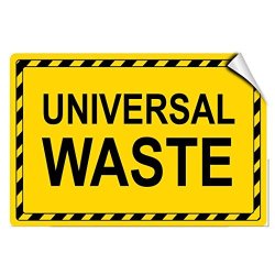 Universal Waste Hazard Hazardous Waste Label Decal Sticker Sticks To Any Surface