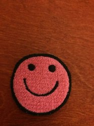 Neon Pink Smiley Face Badge Patch