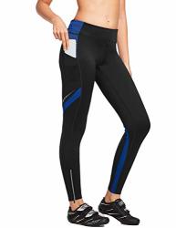 Baleaf Women's Thermal Cycling Running Tights Fleece Athletic Pants Size Black blue S