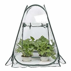 Xlys Pop Up Greenhouse Portable Collapsible Grow House Pvc Indoor Outdoor Backyard Greenhouse Cover Small Gardening Plant Shelter- 27.5" X 27.5" X 31.5