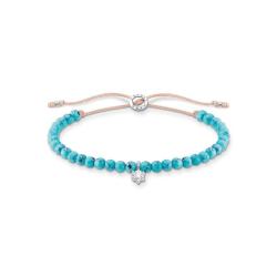 Bracelet Turquoise Pearls With White Stone - 20CM Adjustable