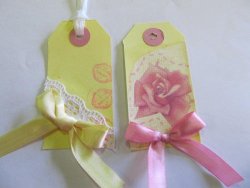 Handmade Yellow And Pink Tags-2pc