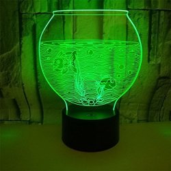 Hehgu 3D Lamp Animals Lamp LED Night Light Lamp For Kids Touch 7 Color Change Table Lamp Xmas Toy Gift-fish Tank