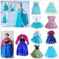 Grils Disney Frozen Princess Queen Elsa Anna Cosplay Costume Party Fancy Dress 2