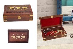 Valentine Day Special Present Wooden Jewelry Box With Triple Elephant Inlay Wooden Box Vintage Box