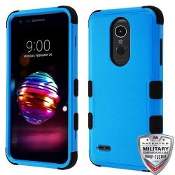Shopaegis - Hybrid Design Dark Blue On Black Rubberized Dual Shockproof Absorbent Hybrid Phone Cover Case For LG K10 2018 K30