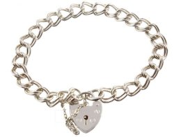 Sterling Silver Charm Bracelet With Locket & Safety Chain