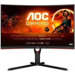 AOC CQ27G3SU BK Computer Monitor 68.6 Cm 27 2560 X 1440 Pixels Quad HD LED Black Red