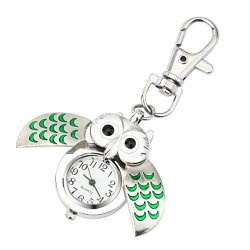 Fapizi Clearance?wristwatch Gift Key Ring Watch Fashion Gorgeous Owl Watch Clip Pocket Keychain Green