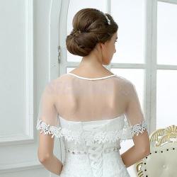 Lace Trim Edging Ivory Bridal Bolero Shawl Cover-up Suitable For Bride Or Bridesmaids