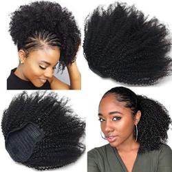 4B 4C Afro Kinky Curly Ponytails Clip In Human Hair Extensions For African Amaricans Kinky Coily Natural Virgin Clipin Ponytail Hairpieces Curly