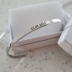 CBA101918 - Personalized Bangle Silver Stainless Steel 3MM X 17CM