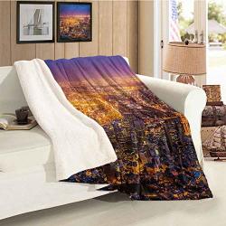 City Cashmere Velvet Cape Town Panorama At Dawn South Africa Coastline Roads Architecture Twilight Marigold Blue Pink Soft Blanket Microfiber Throw Size
