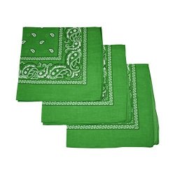 Set Of 3 Large Cotton Paisley Bandanas - Green
