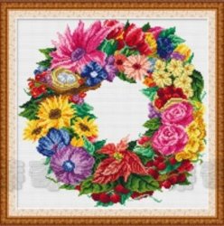 Cross Stitch Kit- Flower Wreath