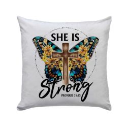 Proverbs 31:25 She Is Strong Pillow 30CM X 30CM