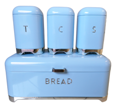 Smeg Bread Bin With 3 Pieces Canisters - Shiny Blue